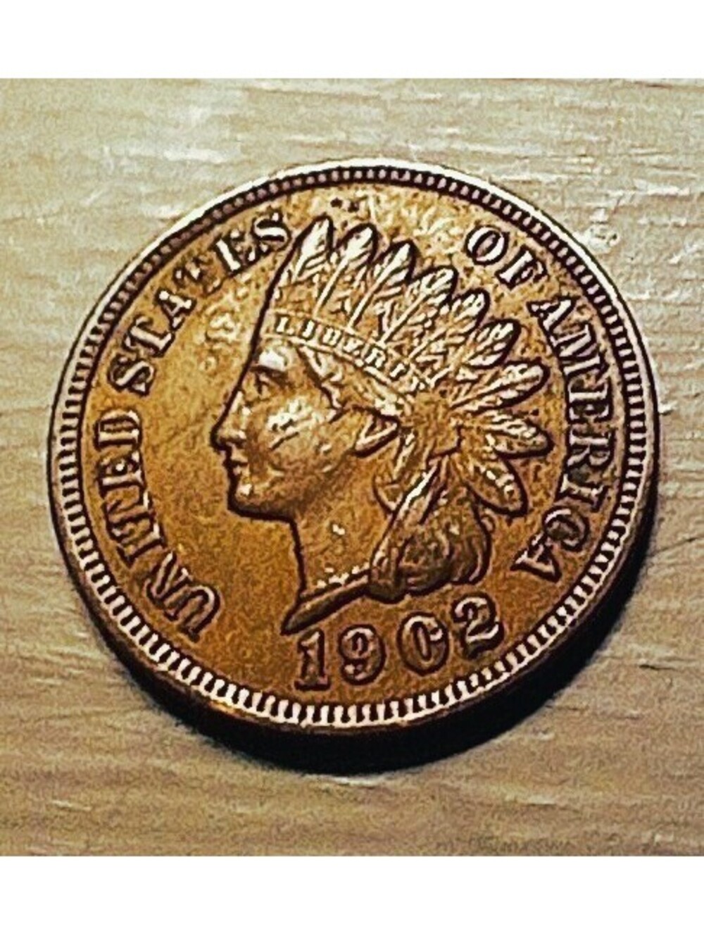 1902 United States Indian Head One Cent Coin Full Liberty Diamonds #248